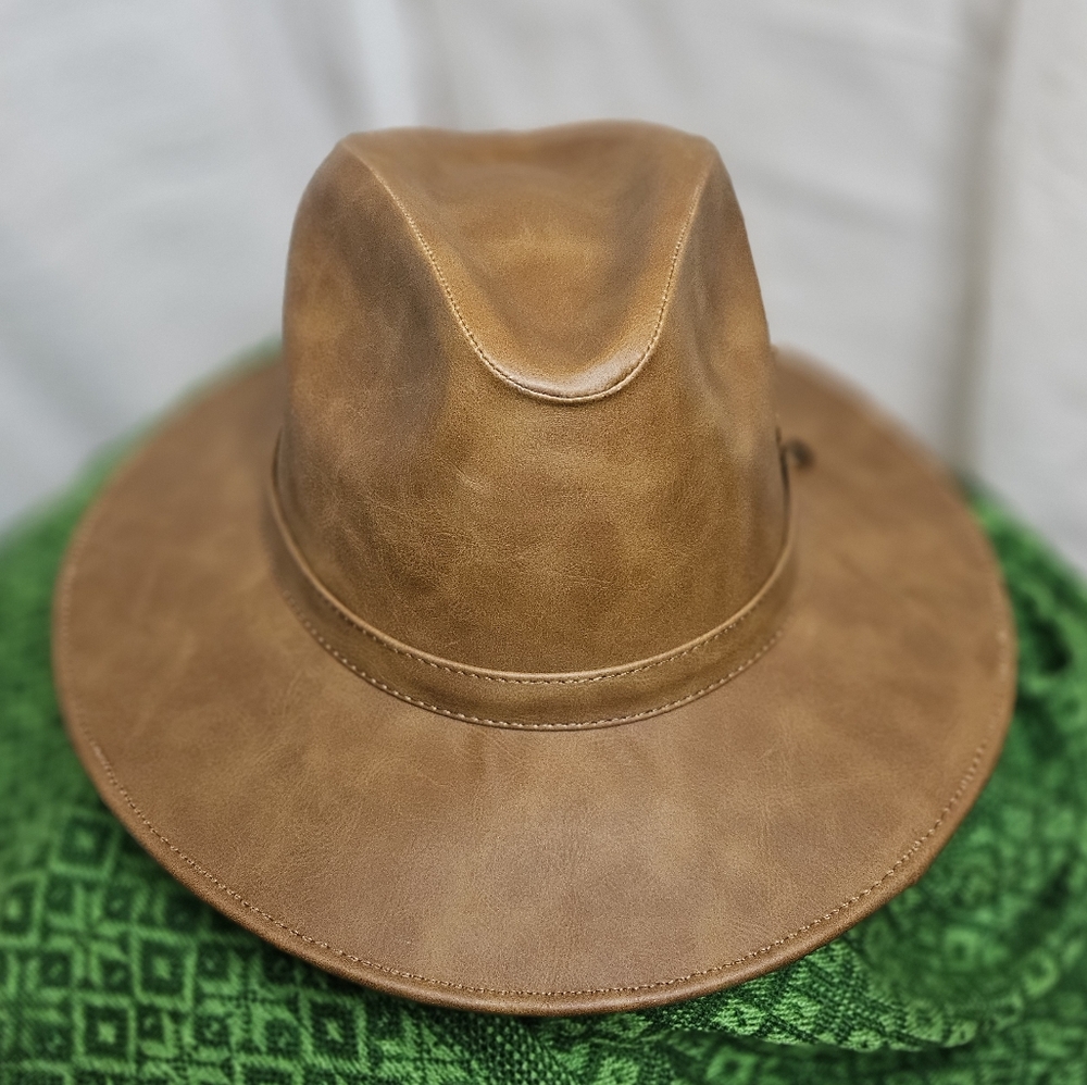 Camel leather hat